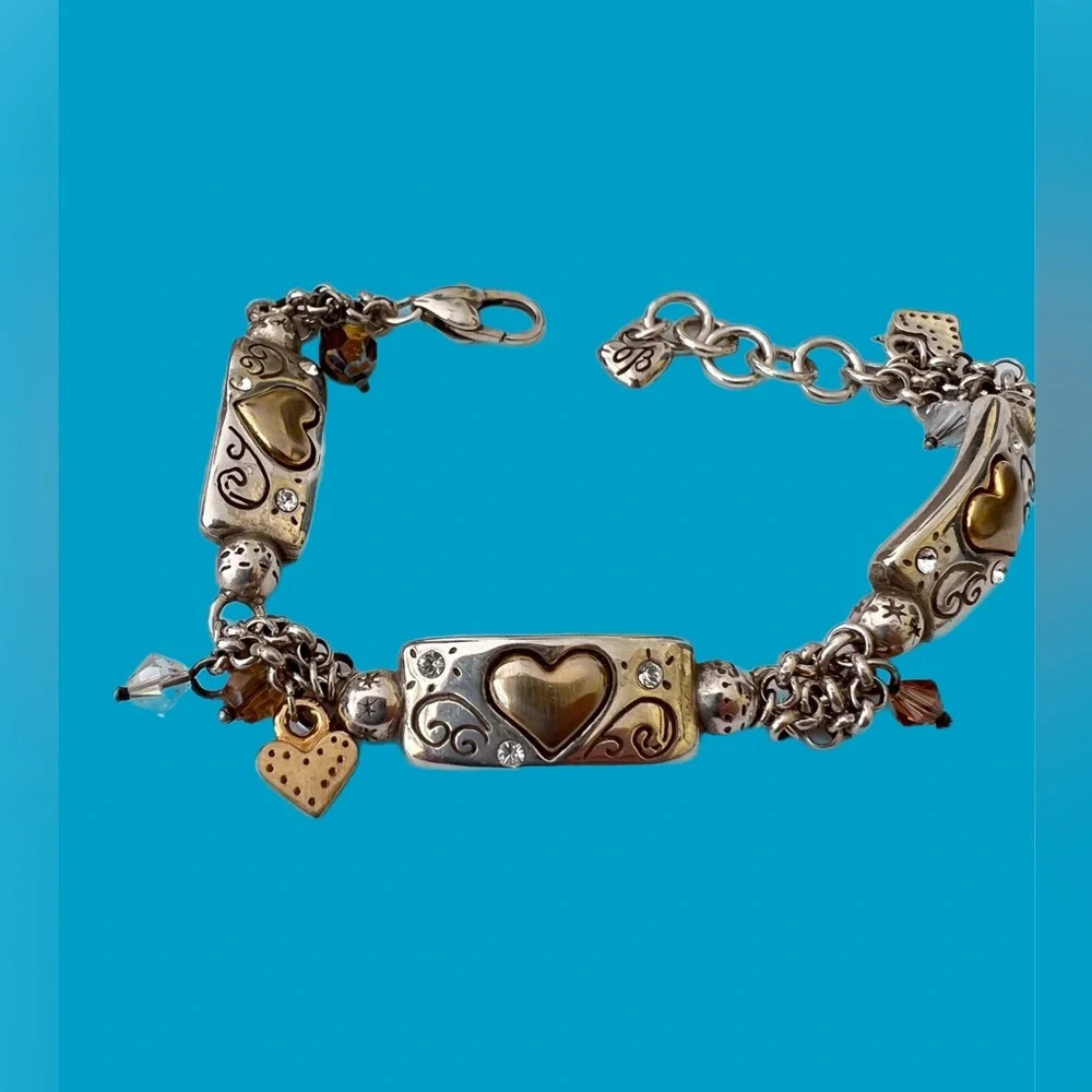 Brighton Remember Your Heart Bracelet.  Golden hearts embedded in silver. - Picture 6 of 8